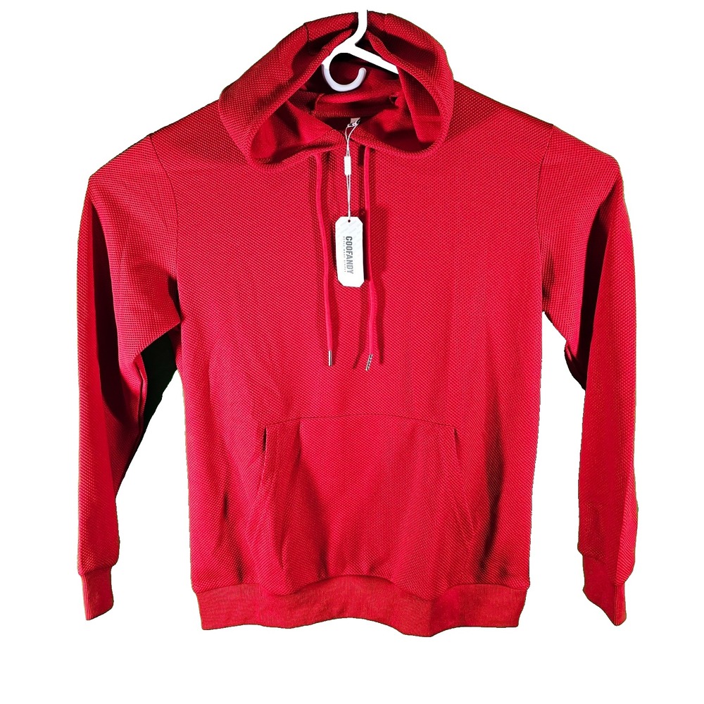 Coofandy Men's L Red Textured Pullover Hoodie Sweatshirt - NEW NWT